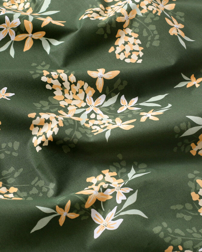 Baumwollstoff - apricotfarbene Blumen