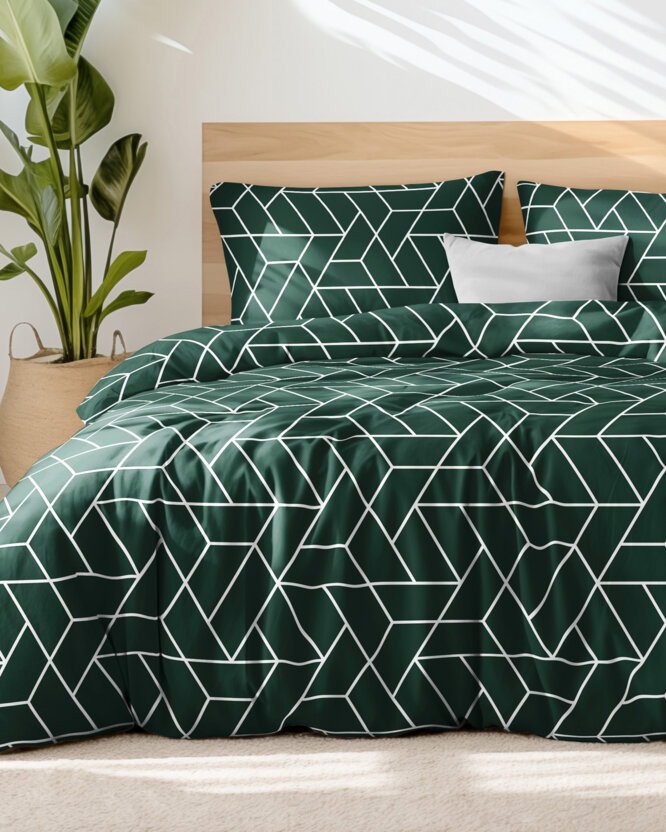 Bettwäsche aus Baumwolle - Mosaik auf Dunkelgrün