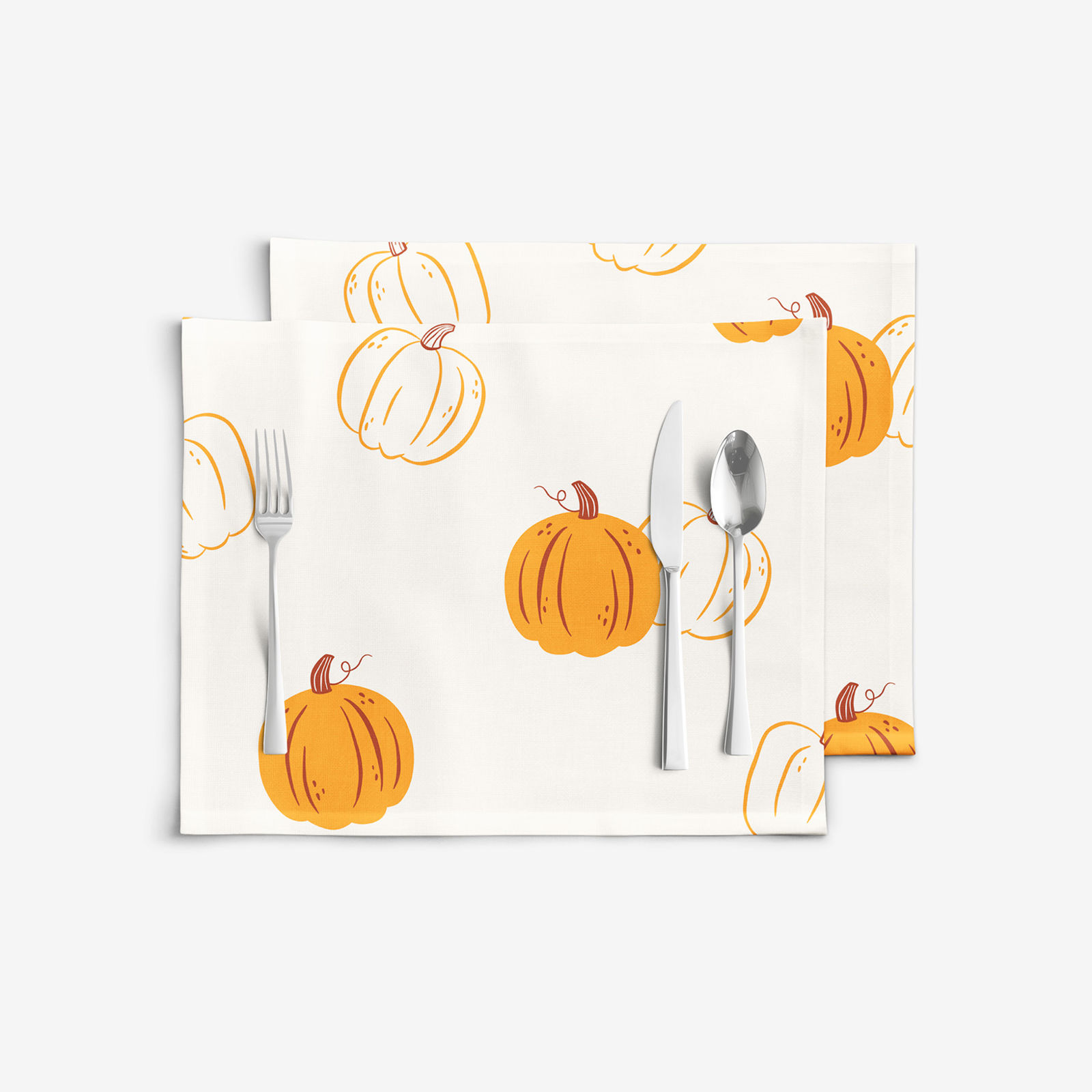 Tischset 100% Baumwolle - Herbstkürbis - 2 Stück