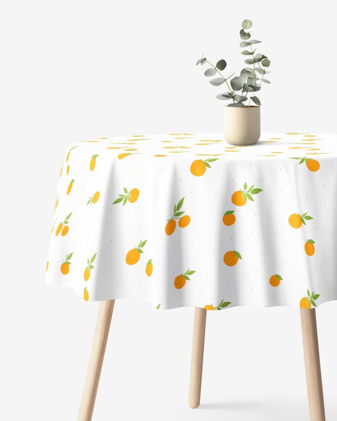 Runde Tischdecke 100% Baumwolle - Orangen