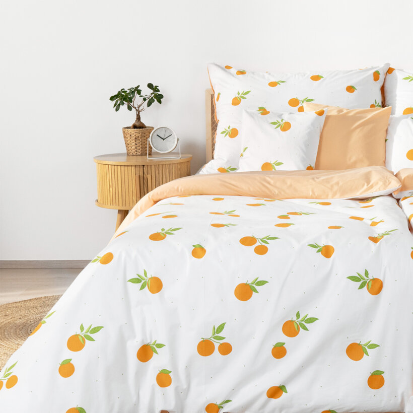 Bettwäsche aus Baumwolle Duo - Orangen mit Apricot