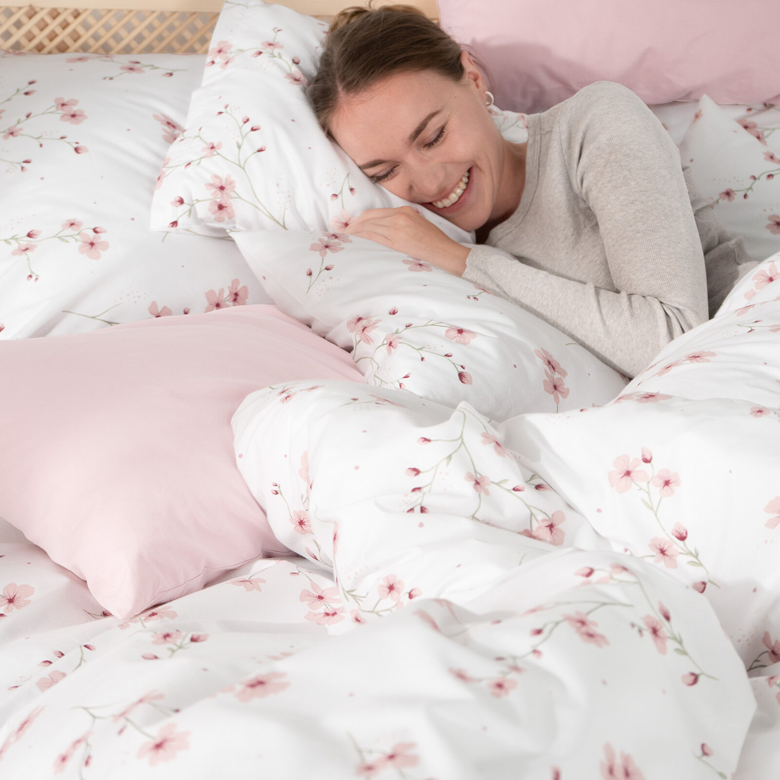 Bettwäsche aus Baumwolle - Blühende Sakura-Kirschbäume