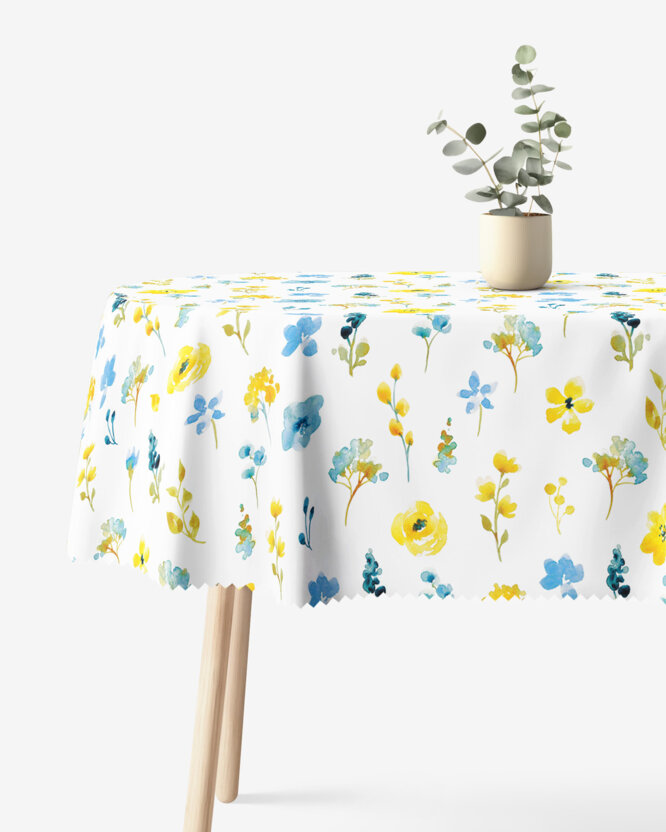 Ovale Tischdecke Teflon - frische Wiese