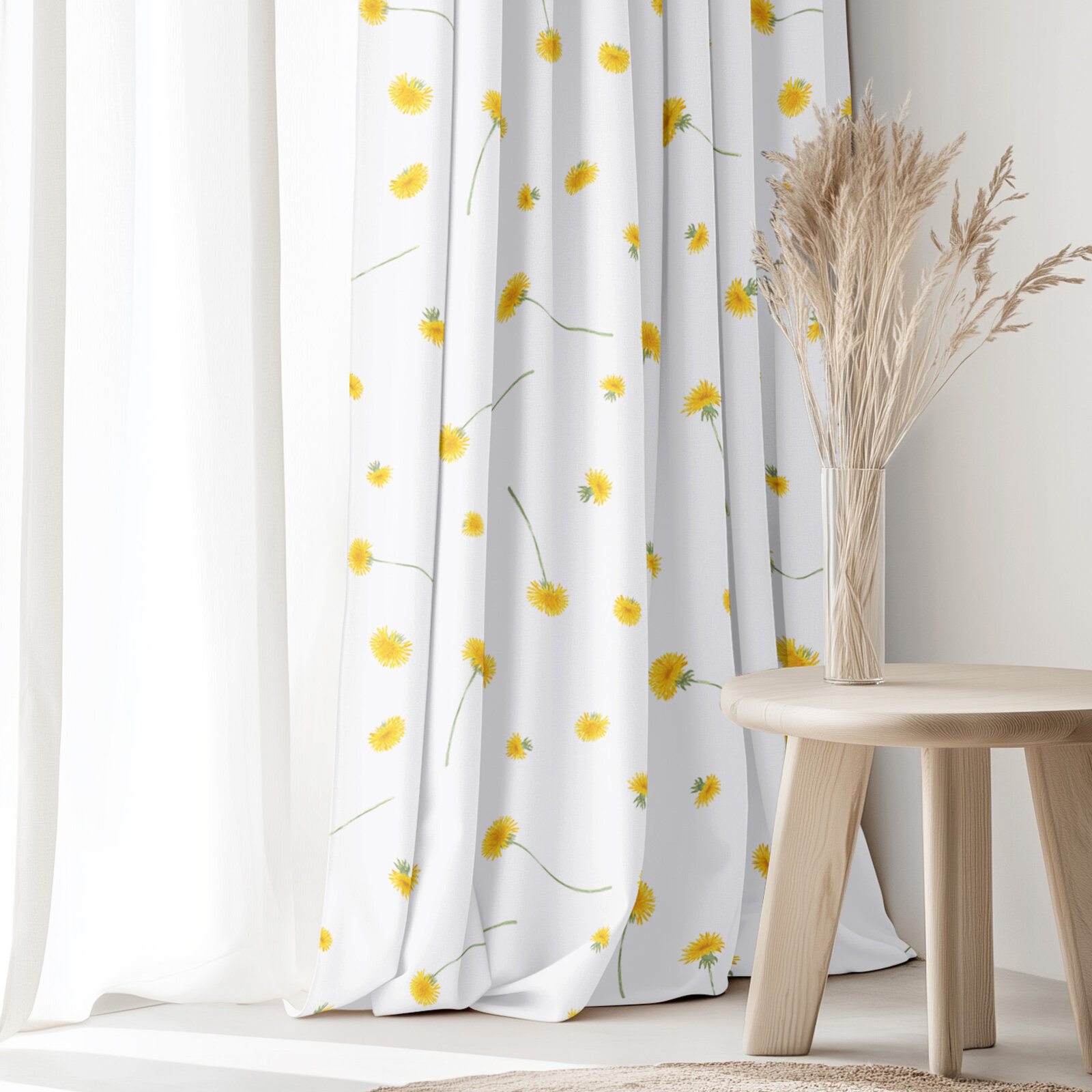Vorhang aus Baumwolle - Löwenzahn