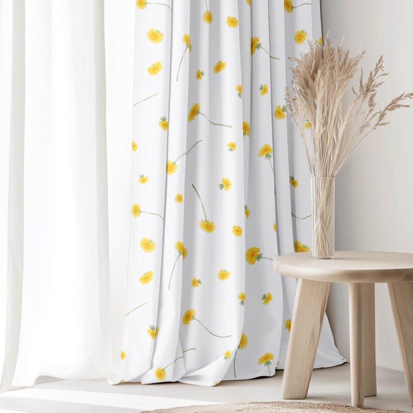 Vorhang aus Baumwolle - Löwenzahn