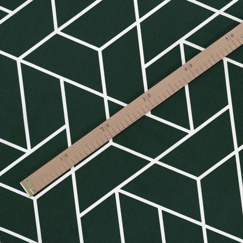 Baumwollstoff - Mosaik auf Dunkelgrün