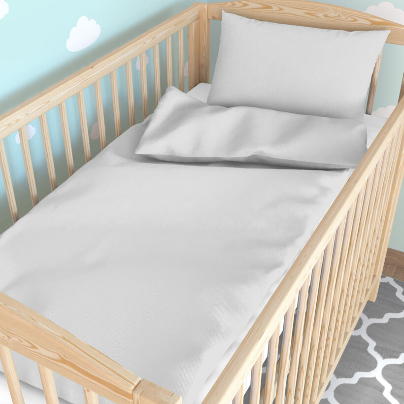 Bettwäsche für Babybetten aus Baumwolle - hellgrau