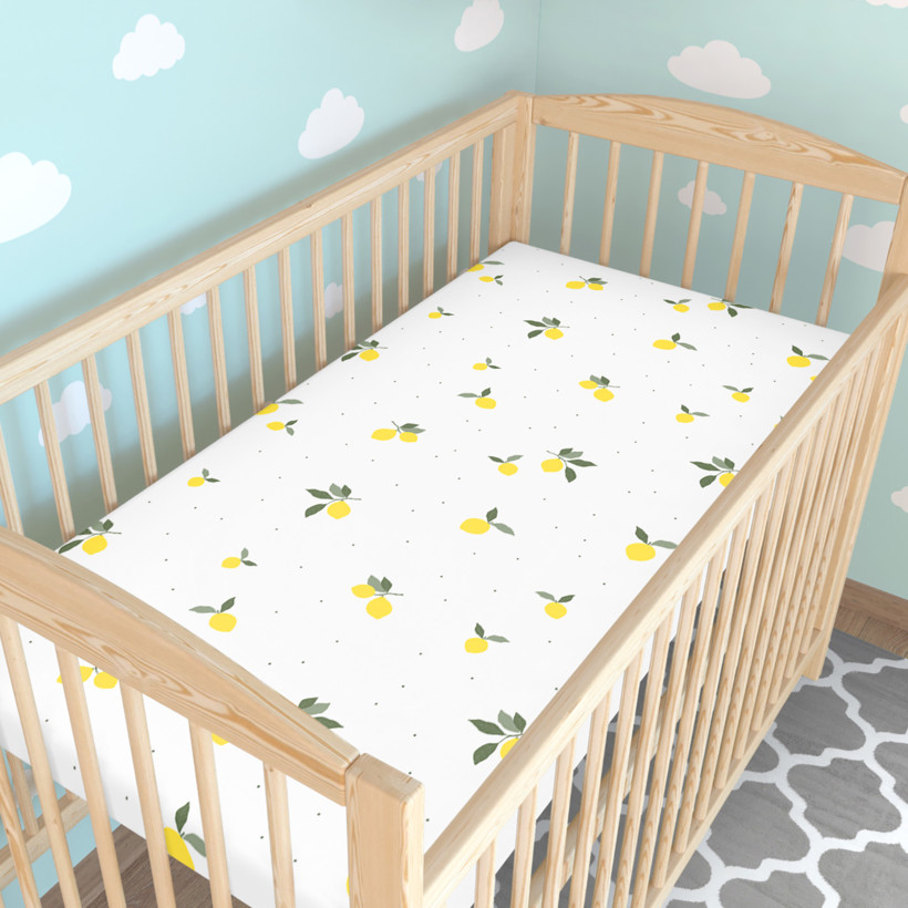 Spannbetttuch aus Baumwolle für Babybetten - Zitronen