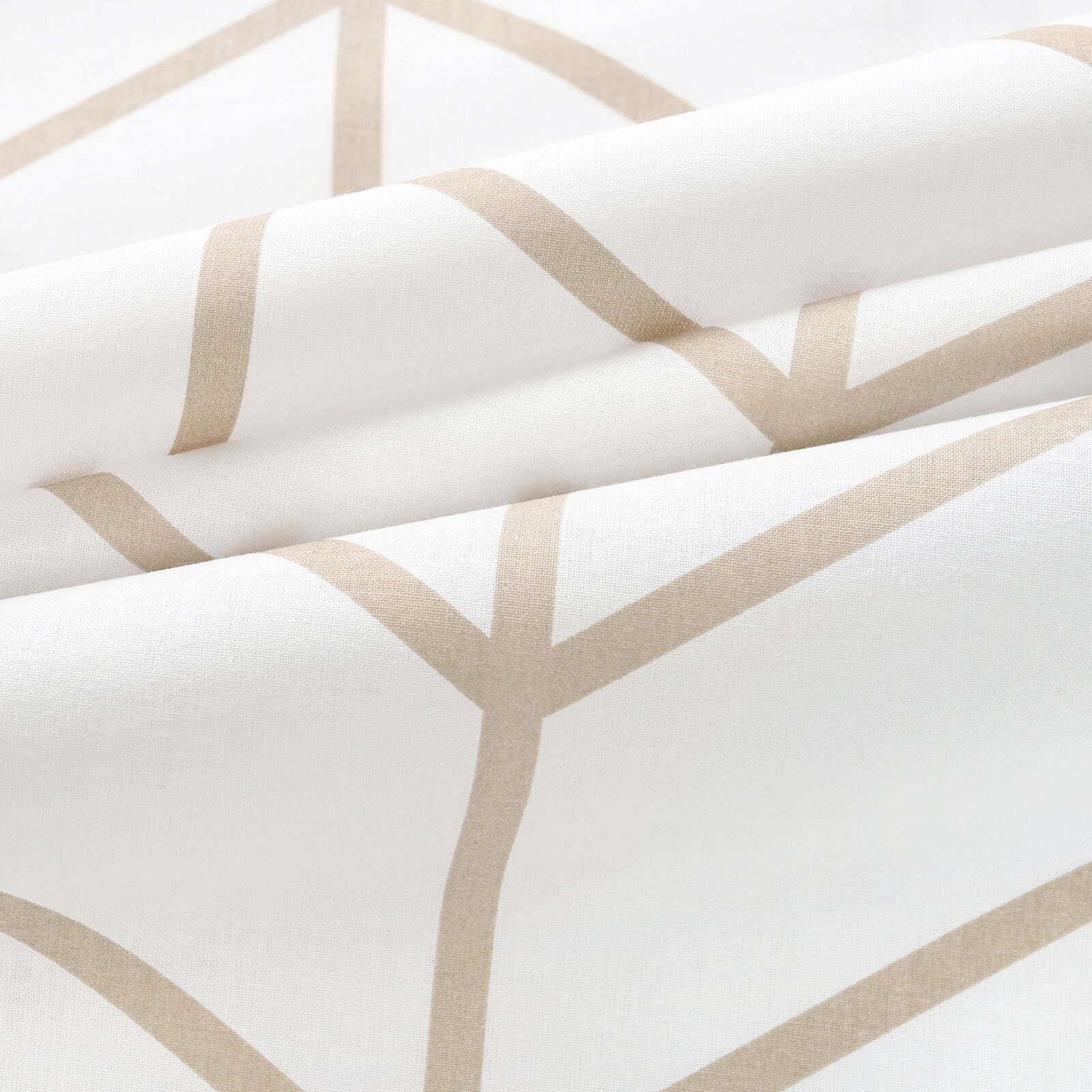 Baumwollstoff - Beiger Zickzack auf Weiß