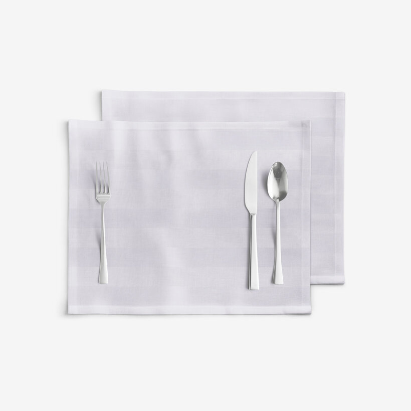 Festliche Damast-Tischset - hellgraue Streifen mit Satin-Glanz - 2 Stück