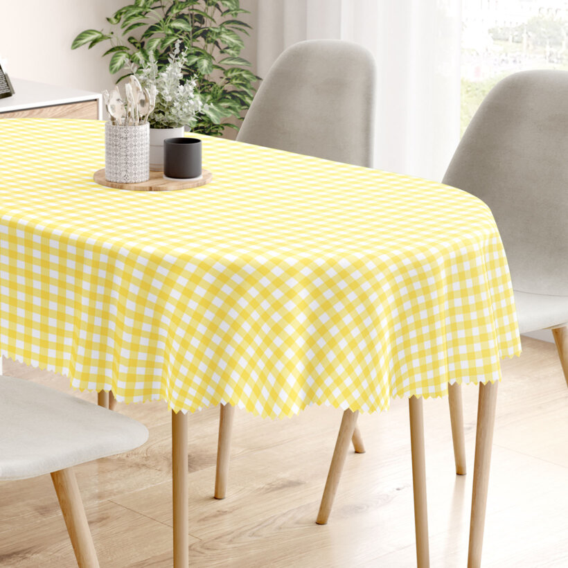 Ovale Tischdecke Teflon - gelbe Würfel