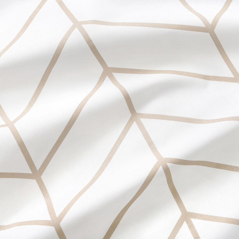 Vorhang aus Baumwolle - Beiger Zickzack auf Weiß