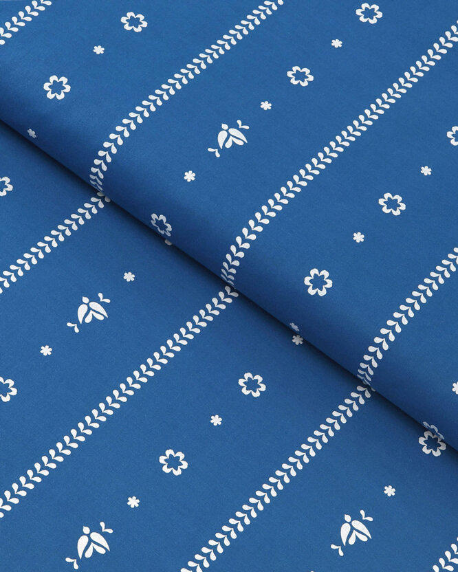 Baumwollstoff - Blaue Folklore
