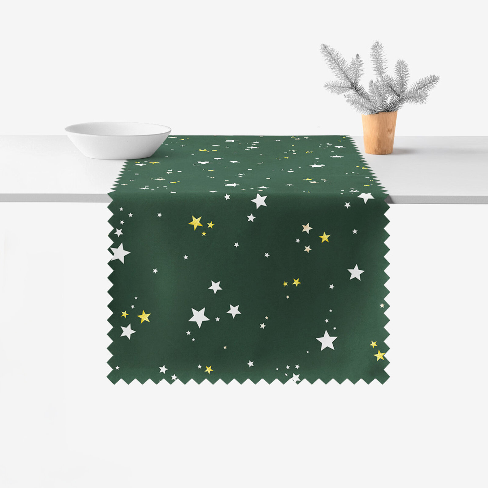 Weihnachtlicher Teflon-Tischläufer - Sterne auf Grün