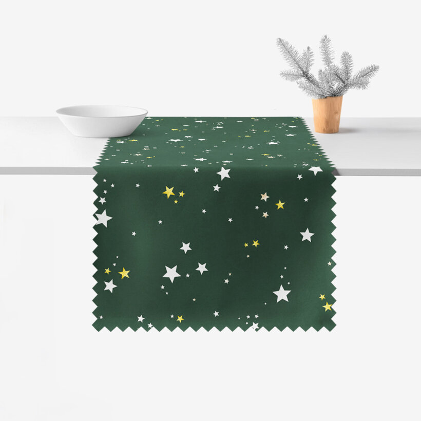Weihnachtlicher Teflon-Tischläufer - Sterne auf Grün