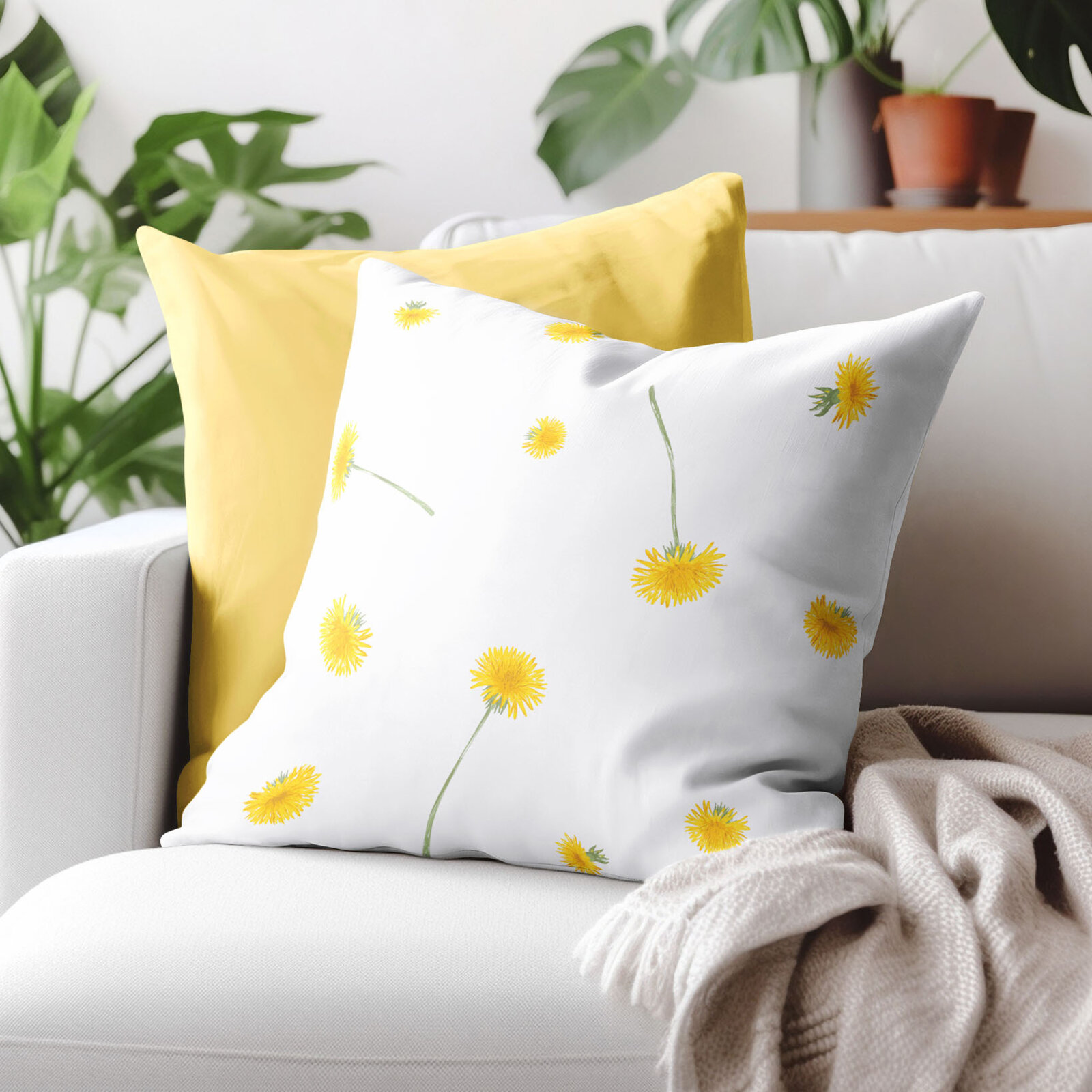 Kissenbezug aus Baumwolle - Löwenzahn