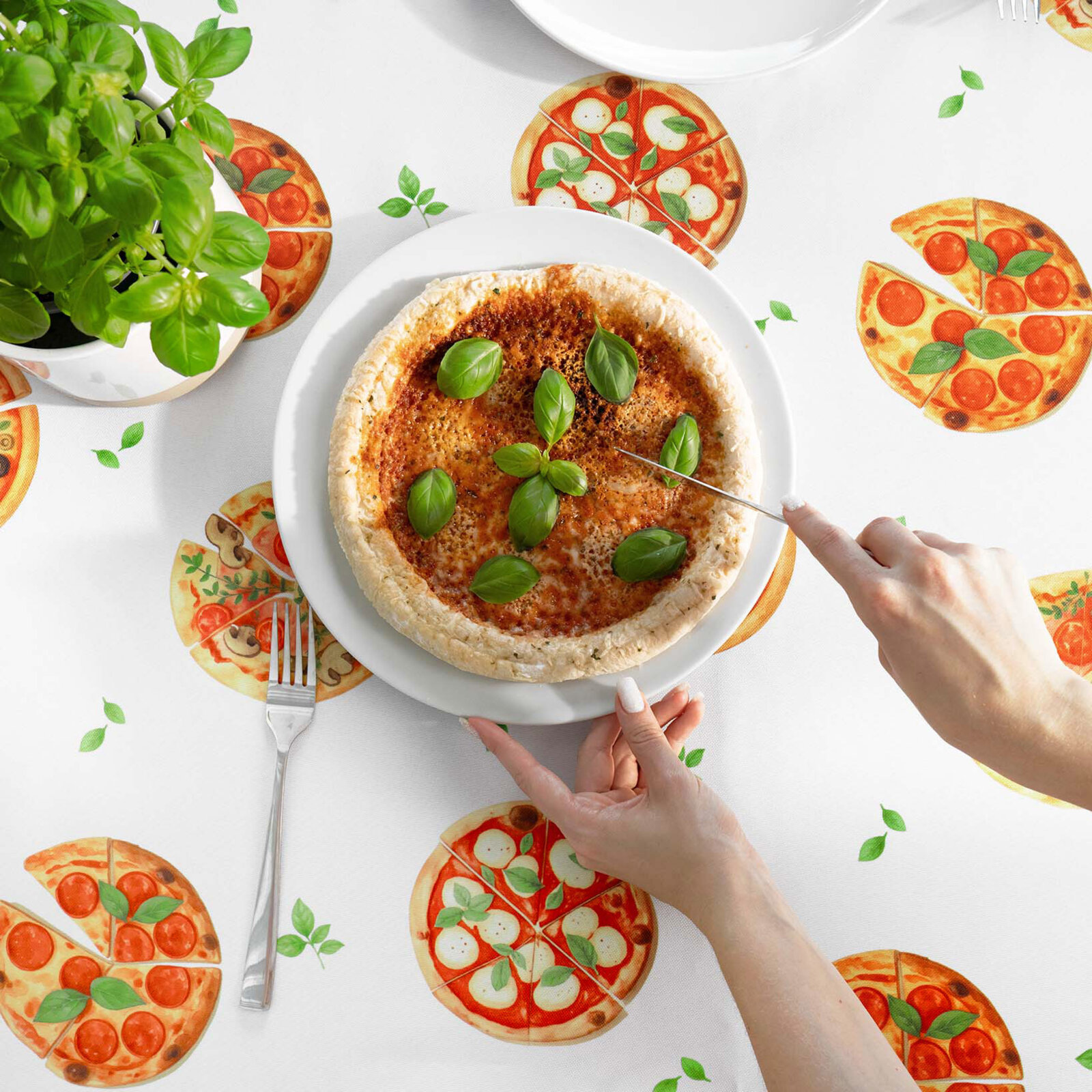 Eckige Tischdecke Teflon - köstliche Pizza