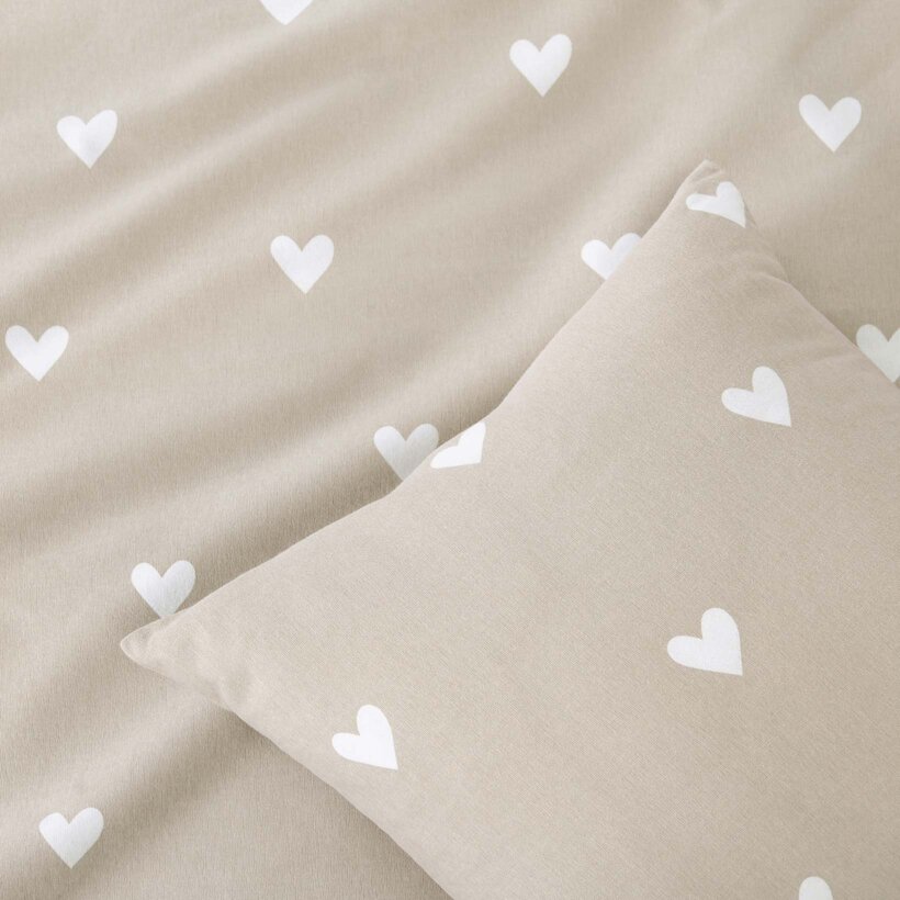 Kissenbezug aus Flanell - Herzchen auf Latte