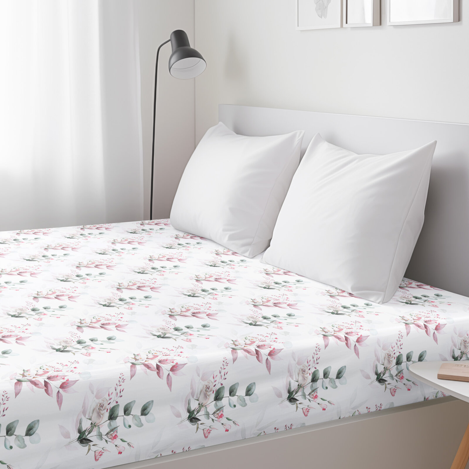 Spannbettlaken aus Baumwolle Deluxe - zarte Rosen