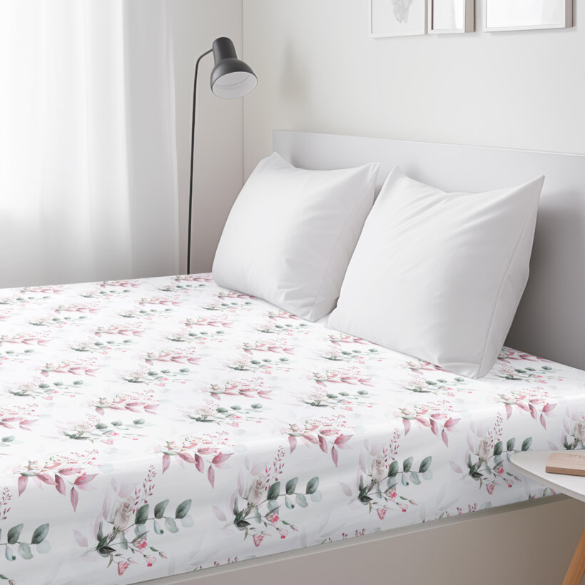 Spannbettlaken aus Baumwolle Deluxe - zarte Rosen