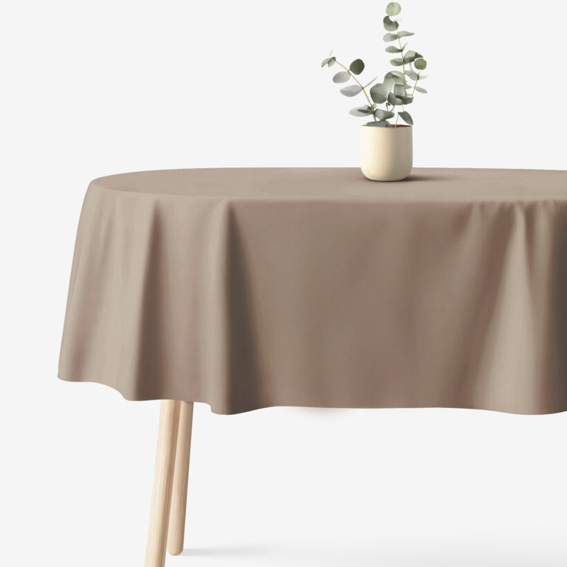Ovale Tischdecke aus 100% Baumwolle - kaffeebraun