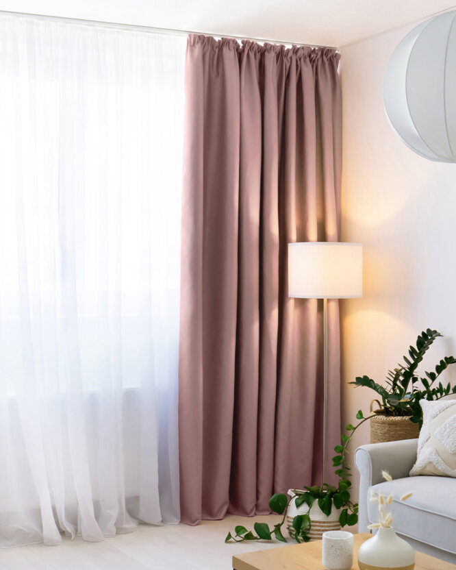 Blackout Verdunkelungsvorhang mit Satin-Glanz - puderrosa