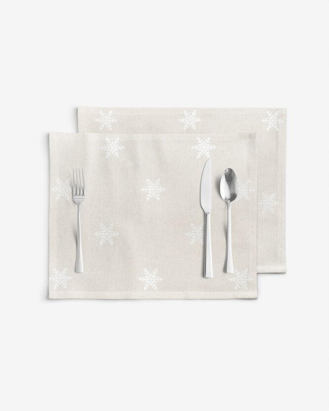 Weihnachtliches Tischset Natura - Schneeflocken auf natürlichem - Set 2 Stücke
