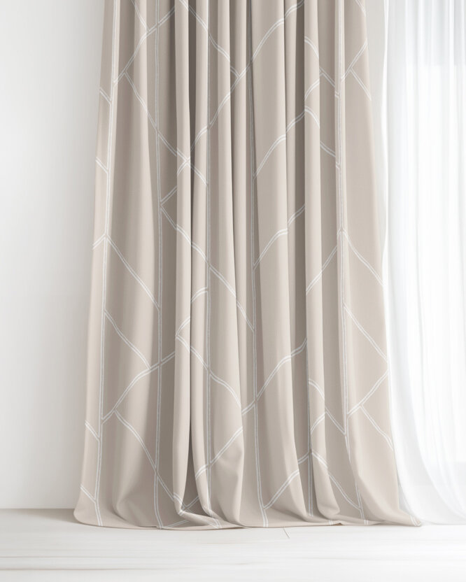 Vorhang aus Baumwolle - Geometrische Linien auf Latte