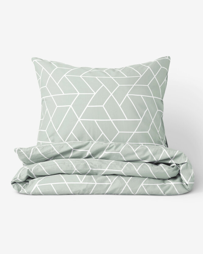 Bettwäsche aus Baumwolle - Mosaik auf Salbeigrün
