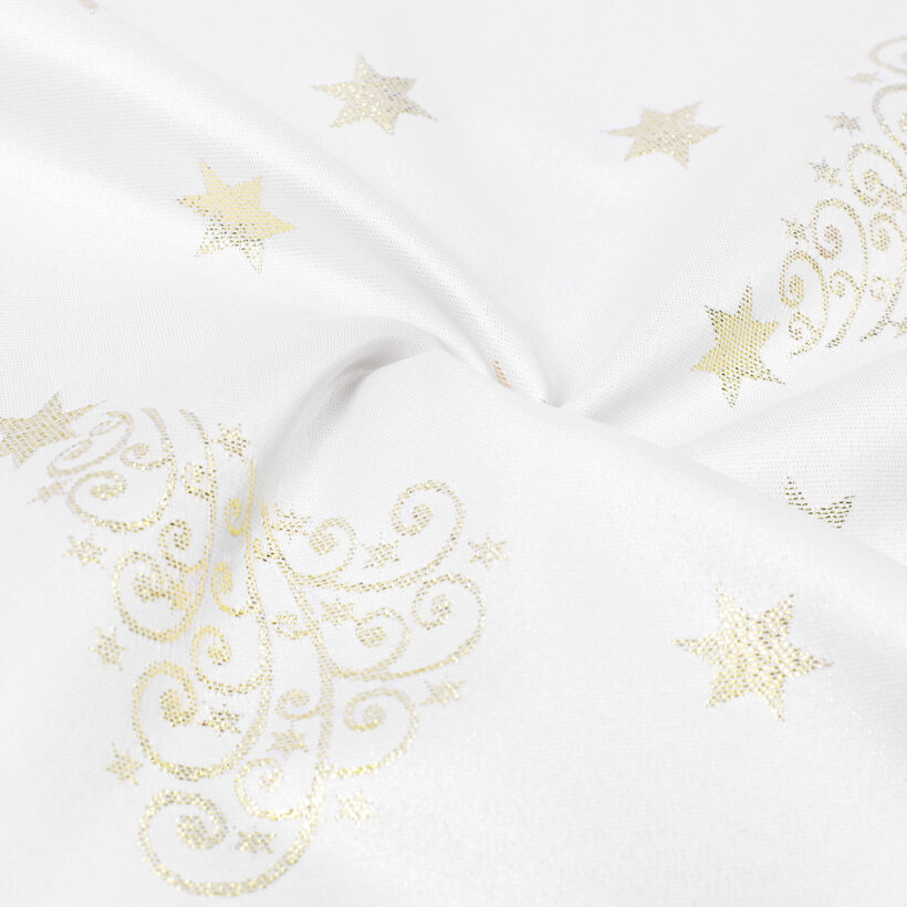 Weihnachtlicher Teflon-Tischläufer - Goldene Tannenbäume und Sterne