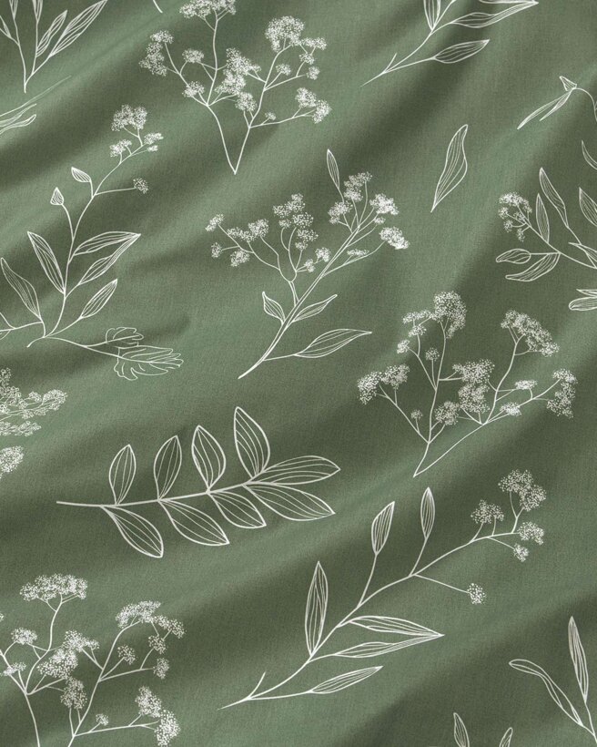 Runde Tischdecke 100% Baumwolle - Kräuterblätter