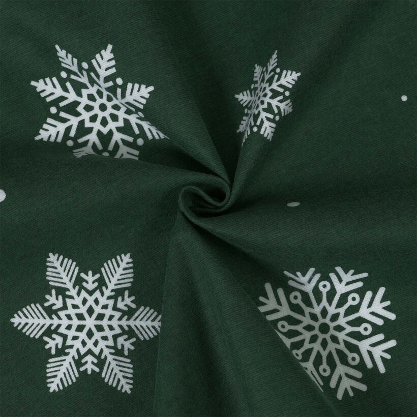 Flanellstoff - Schneeflocken auf Grün