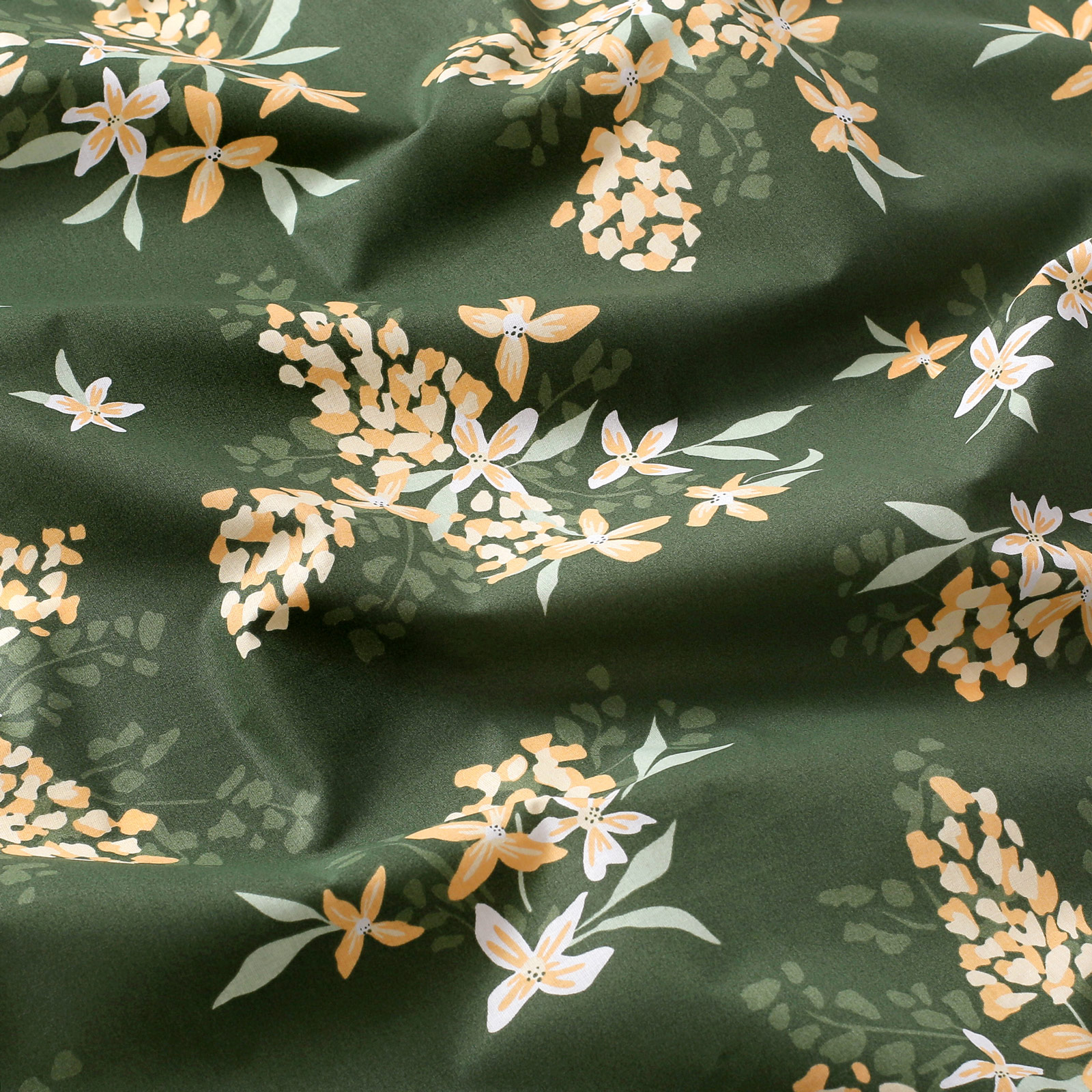 Baumwollstoff - apricotfarbene Blumen