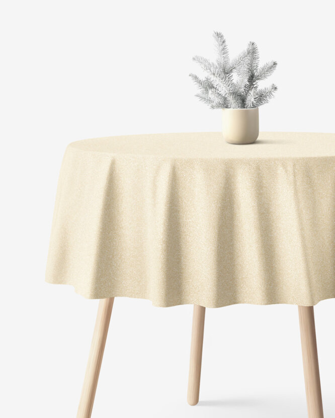 Exklusiver runder Weihnachtstischdecken - goldfarbe mit Glitzereffekt