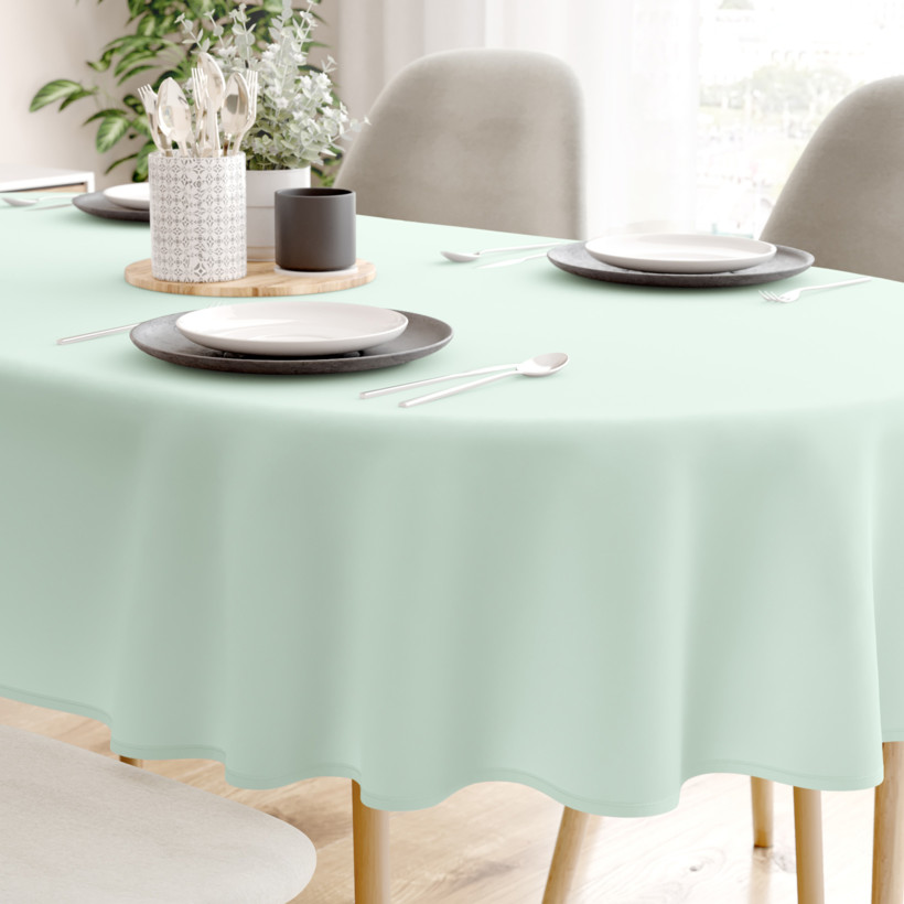 Ovale Tischdecke aus 100% Baumwolle - hellmint