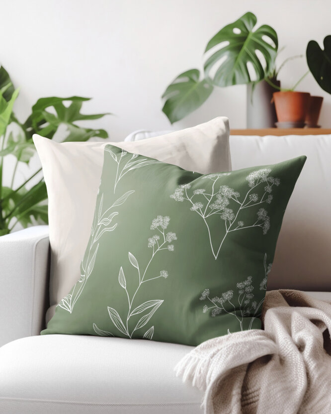 Kissenbezug aus Baumwolle - Kräuterblätter
