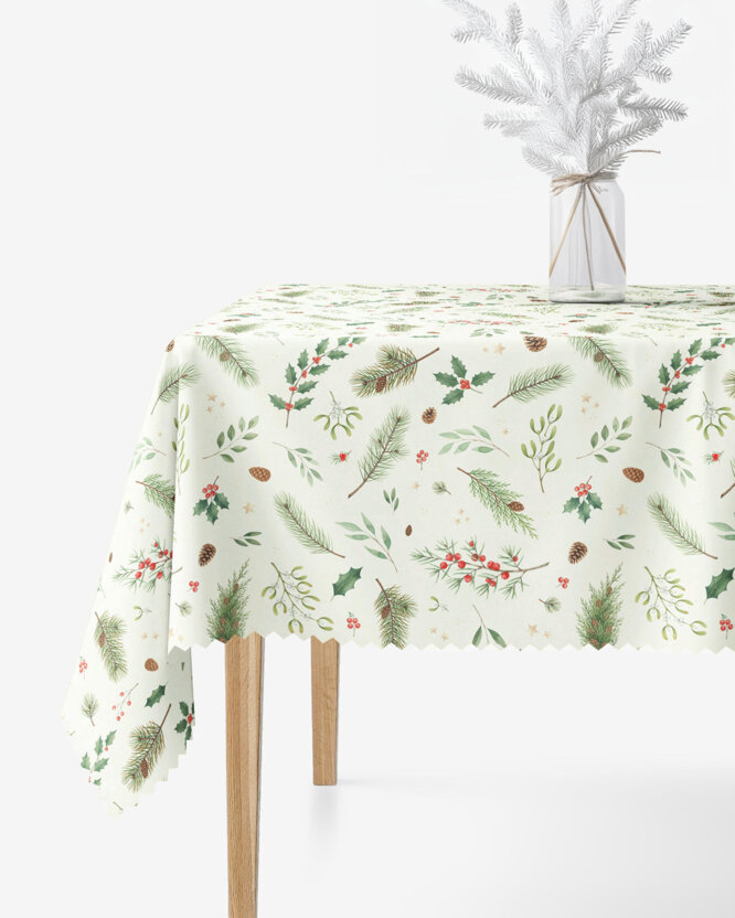 Eckige weihnachtliche Teflon-Tischdecke - Winterzweige
