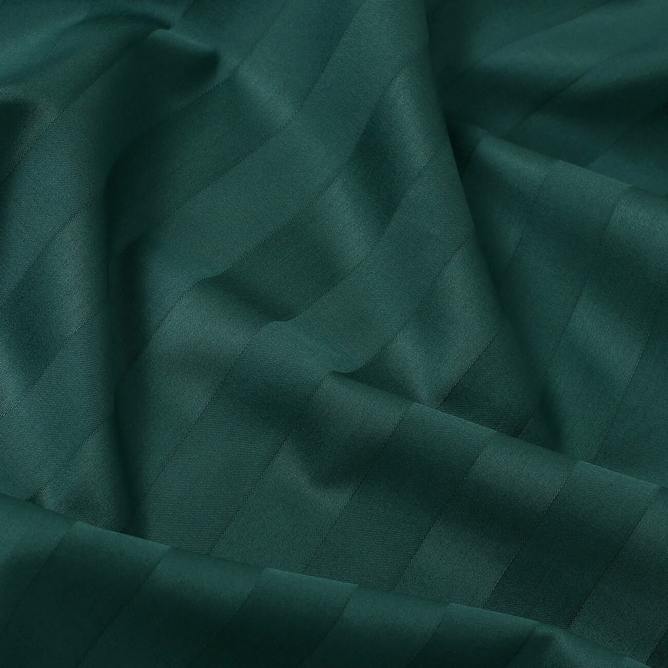 Spannbettlaken aus Damask - dunkelgrüne Streifen mit Satin-Glanz