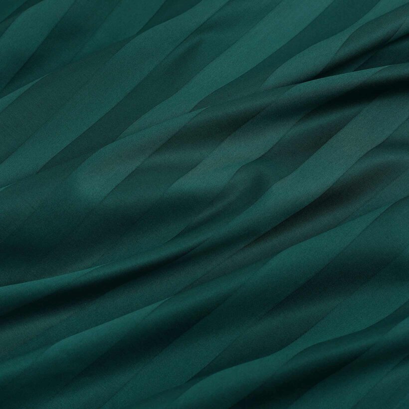 Festliche eckige Damast-Tischdecke - dunkelgrüne Streifen mit Satin-Glanz