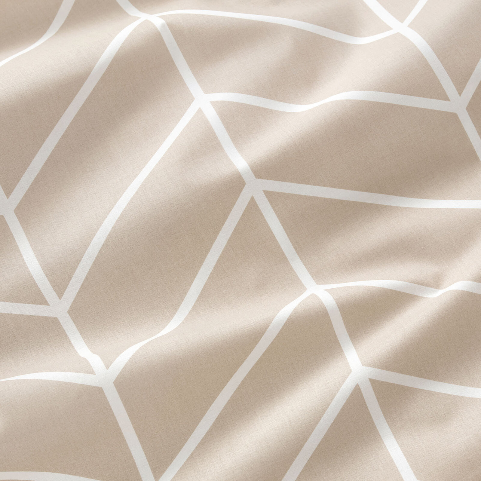 Vorhang aus Baumwolle - Weißer Zickzack auf Beige