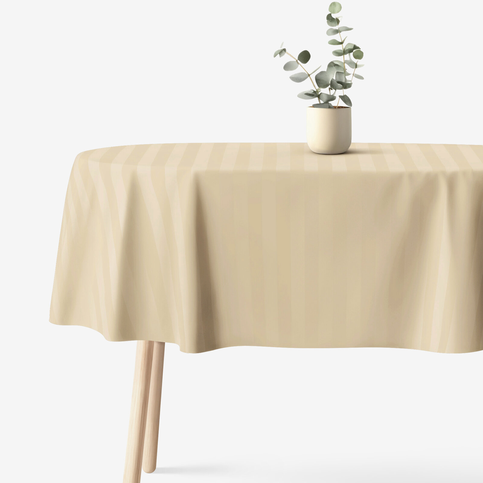 Festliche ovale Damast-Tischdecke - goldene Streifen mit Satin-Glanz