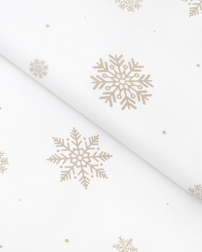 Weihnachtlicher Baumwollstoff - Schneeflocken auf Weiß