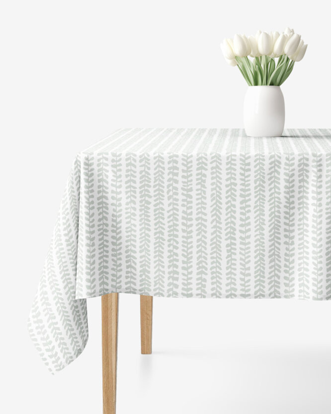 Eckige Tischdecke 100% Baumwolle - Skandinavische Blätter