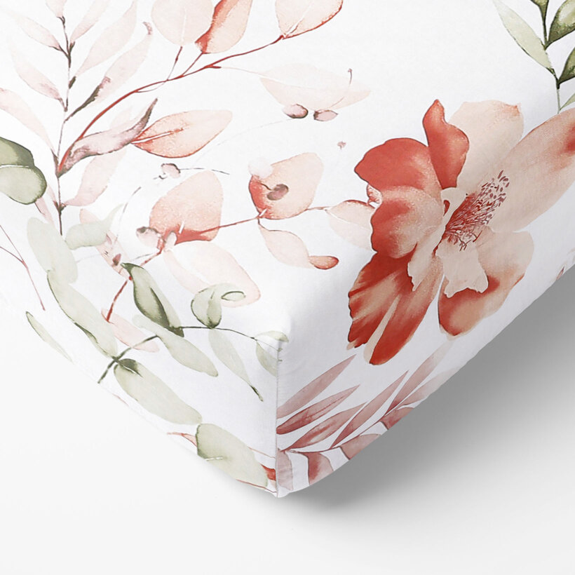 Spannbettlaken aus Baumwolle Deluxe - aquarelle Blumen