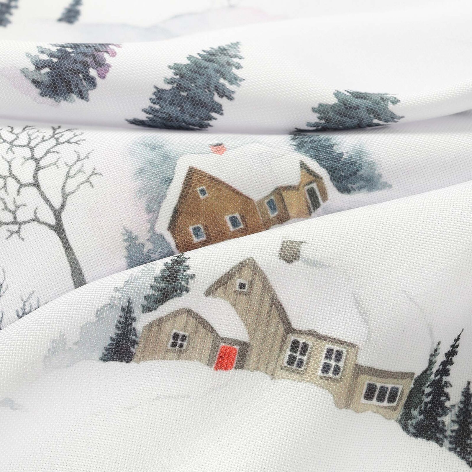 Ovale Weihnachts-Tischdecke Teflon - Winterlandschaft