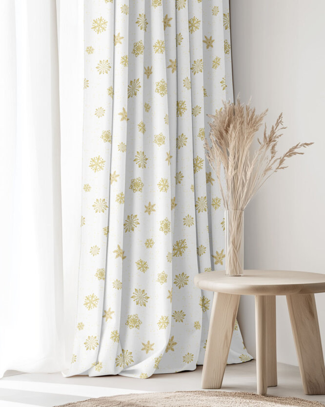 Weihnachtlicher Dekorativer Vorhang – Goldene Schneeflocken