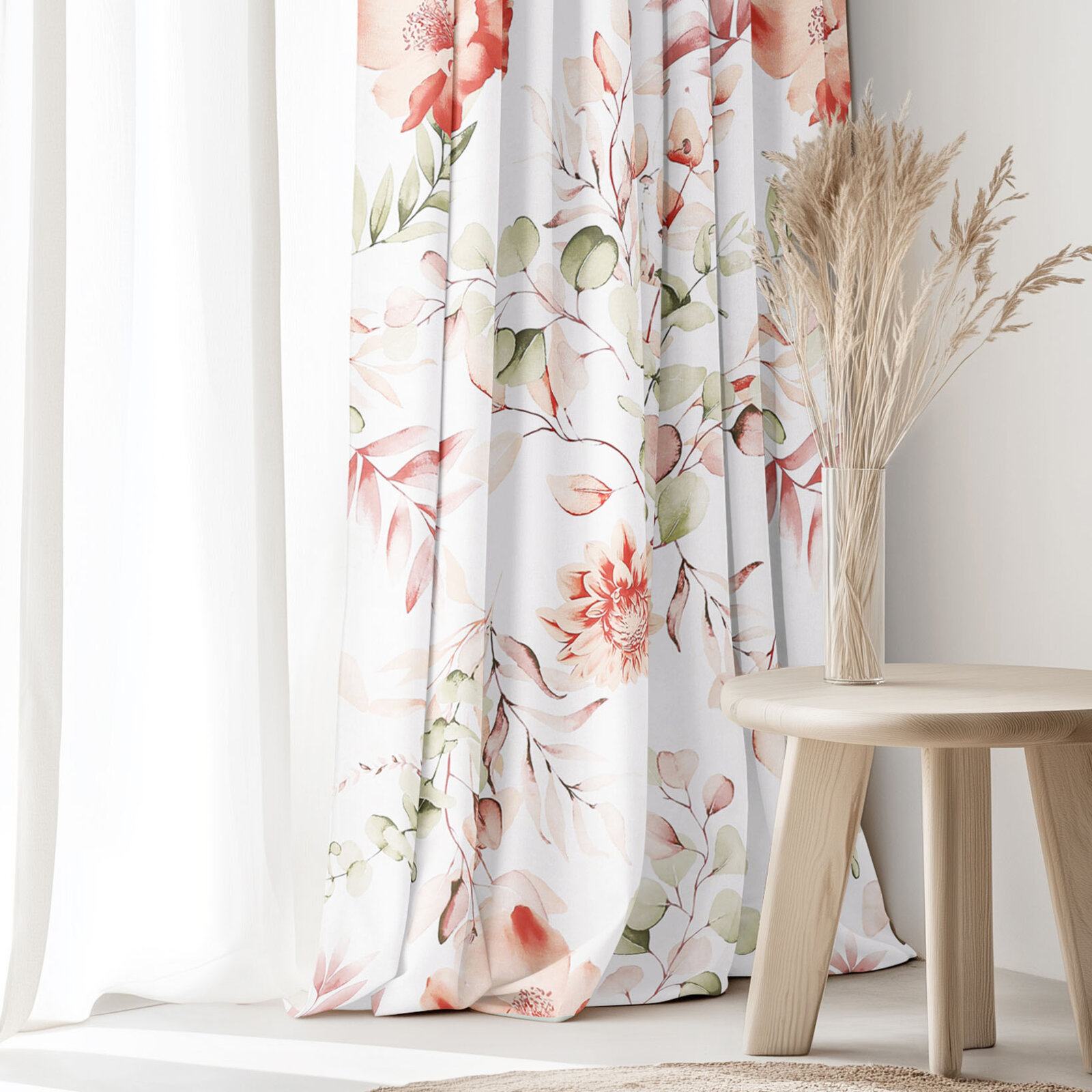 Vorhang aus Baumwolle Deluxe - aquarelle Blumen