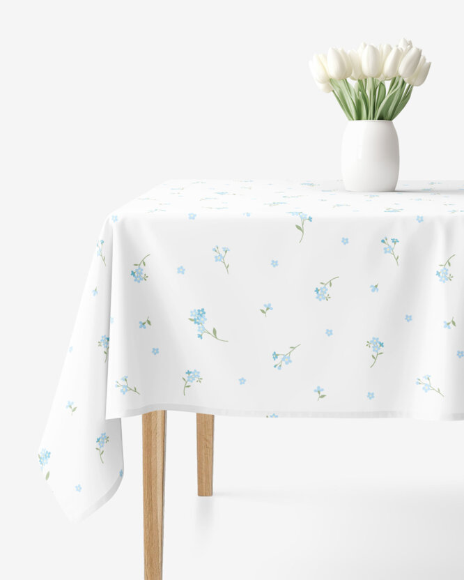 Eckige Tischdecke 100% Baumwolle - Vergissmeinnicht