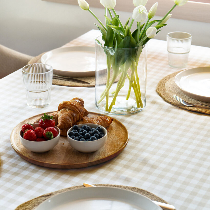 Eckige Tischdecke Teflon - beige Würfel