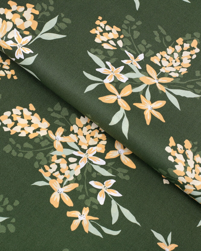 Baumwollstoff - apricotfarbene Blumen